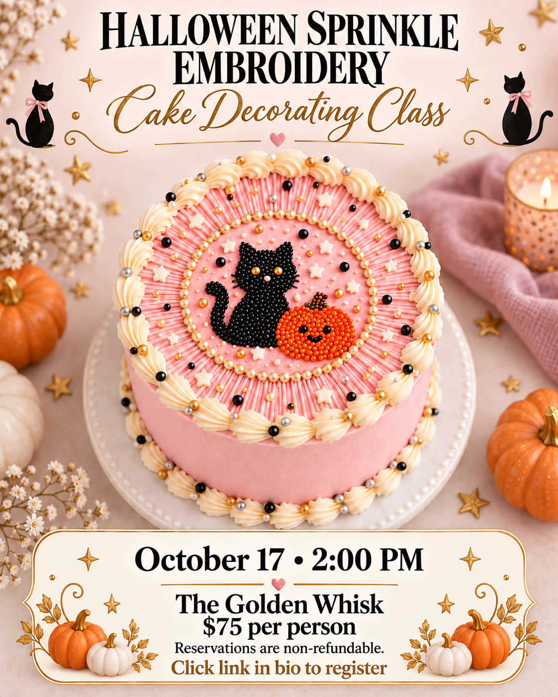 Halloween Cake Decorating Class Saturday, October 17 at 2:00